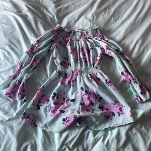 Girls Floral Print Romper